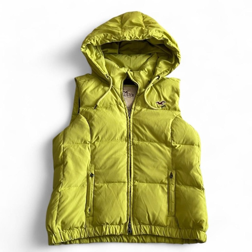 Y2K Hollister Lime Green Puffer Vest Size L